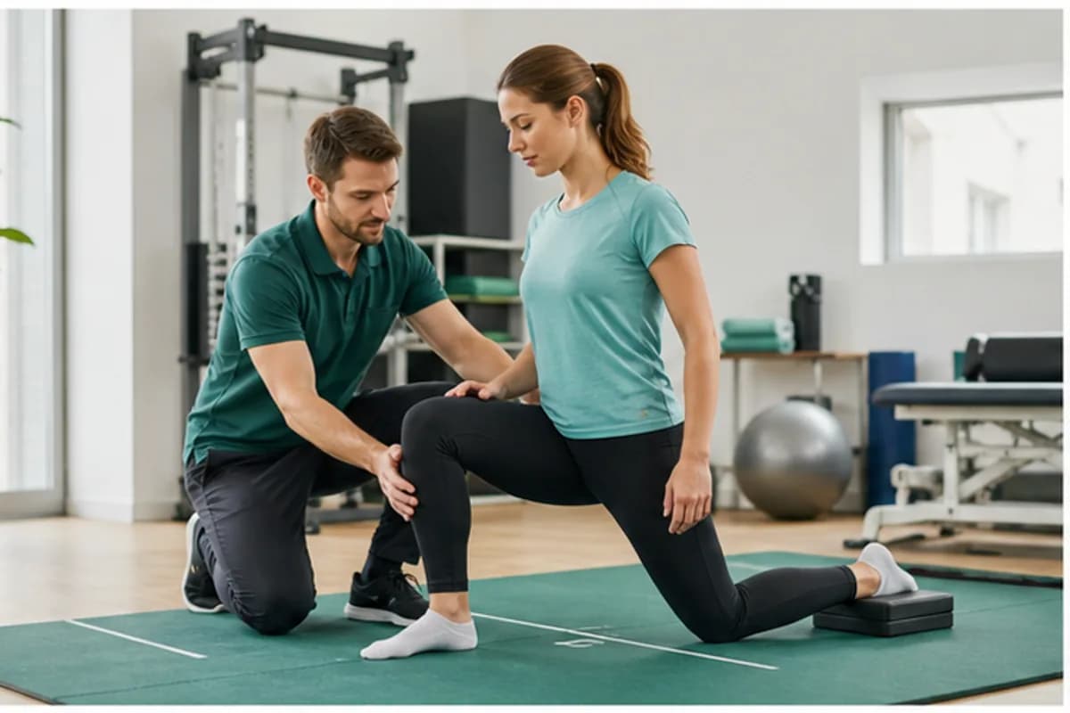นักกายภาพสมมติประเมินการเคลื่อนไหวใน MoveWell Rehab Clinic